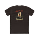 Black t-shirt with 'Deadlyft Dad Gang' graphic on the back, featuring a graphic of a man lifting weights.