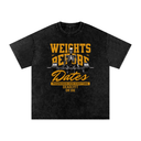 Weights Before Dates - Deadlyft or Die Unisex Stonewash Oversized Tee
